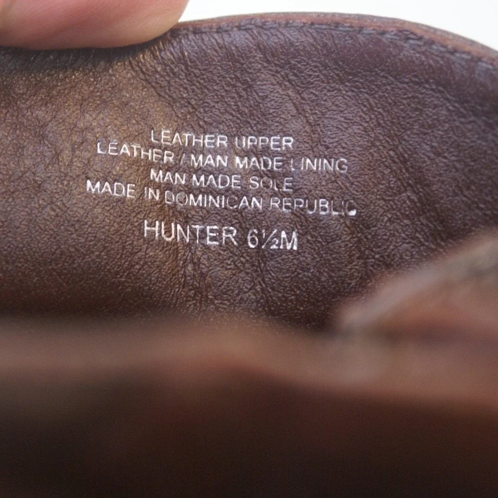 Nurture Hunter Brown Leather Ankle Boots‎ Buckle Zip Booties Womens 6.5M